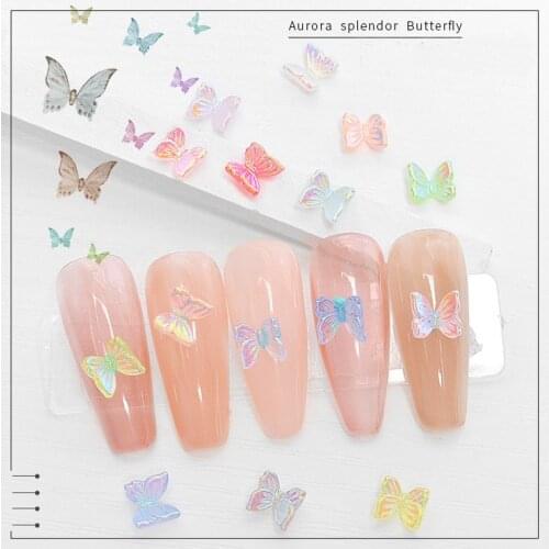 20pcs Nail Art Aurora Splender Butterflys Acrylic Designs For Nail Tips Decorations