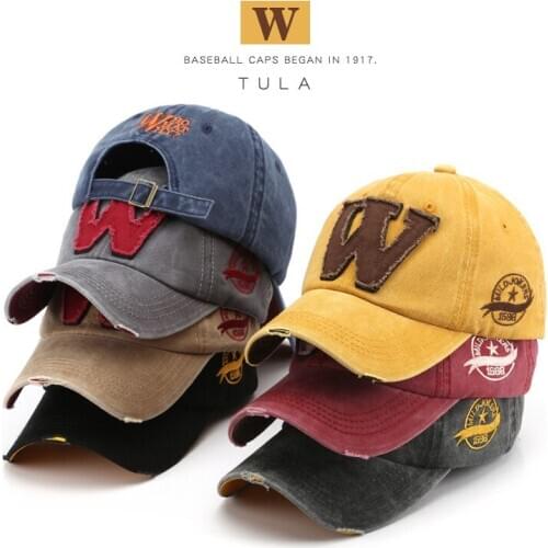2021 Cotton Embroidery Letter W Baseball Cap Snapback Caps Bone casquette Hat Distressed Wearing Fitted Hat For Men Custom Hats