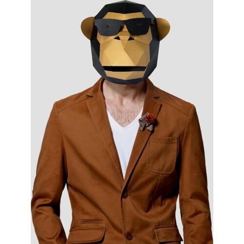 3D Paper Mask Fashion Sunglass Gorilla Animal Costume Cosplay DIY Paper Craft Model Mask Christmas Halloween Prom Party Gift