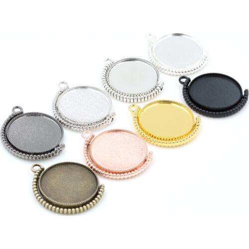 5pcs 25mm Inner Size Rotation Double Side 8 colors Plated Cameo Base Setting Charms New Fashion Pendant