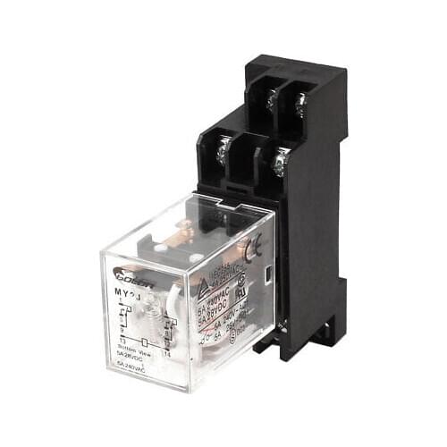 AC 6V Coil 8Pin DIN Rail Electromagnetic Power Relay MY2J w Base