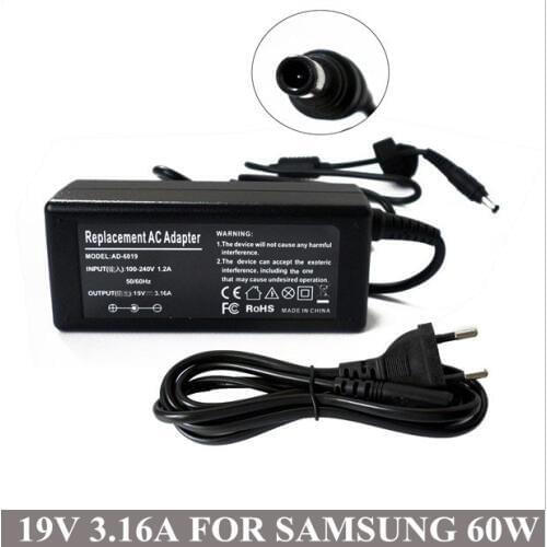 19V 3.16A 60W AC Adapter With Laptop Charger Plug For Notebook Samsung QX410 QX410-S02US Q430-JSB1US NP300E5A NP300V5A NP350U2B