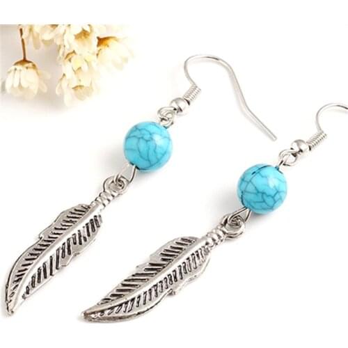 Alli express my order turkey Special store Vintage statement party silver feather hanging earring earing from india