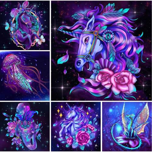 5D DIY Diamond Painting Unicorn Cross Stitch Kits Embroidery Flowers Sets Diamond Mosaic Animal Elephant Full Drill Home Decor