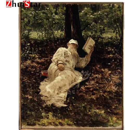 Full Drill Square Diamond Mosaic Old man reading Pictures Of Rhinestones 5D Diamond Painting Cross Stitch Diamond Embroidery ZX