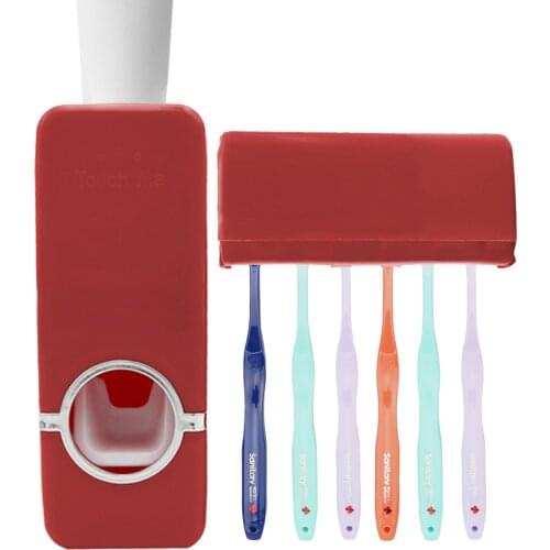 Home Improvement Automatic Toothpaste Dispenser with Five-Slot Toothbrush Holder Set Wall Mount Stand Bathroom Products Holders