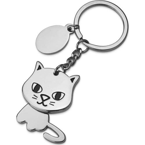 FREE shipping by FEDEX 100pcs/lot New Fashion Metal Cat with Rotary Head keychains Novelty Cat Keyrings Custom LOGO