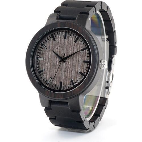 BOBO BIRD Vintage Wooden Watch Men Ebony Band Miyota Quartz Movement Wristwatch Drop Shipping B-C30
