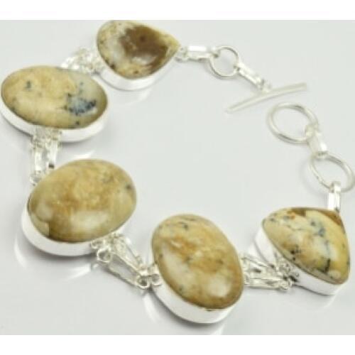 Dendrite Opal Bracelet Silver Overlay over Copper , 24 cm, B2001