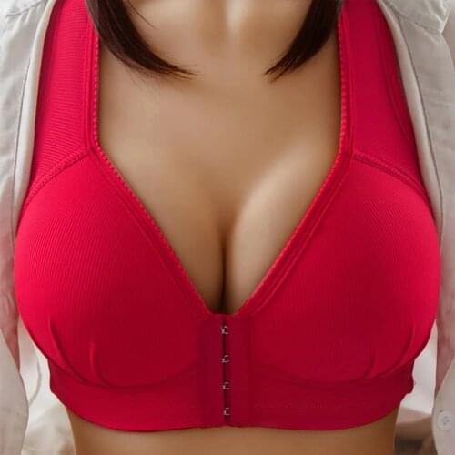 Sexy Push Up Bra Front Closure Solid Color Brassiere Wireless Bralette Breast Seamless Bras For Women Underwear Plus Size 36-46
