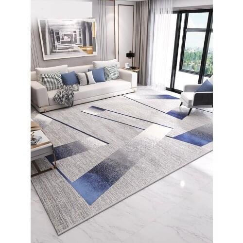 Grey Blue Simple Geometric Carpets For Living Room Thick Area Rug Modern Large Floor Mat Carpet Home Office Study Bedroom Nordic