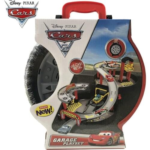 Disney Pixar Cars 2 Lightning Mcqueen Portable Double Layers Parking Lot Racing Track Toy Children Birthday Christmas Car Gift