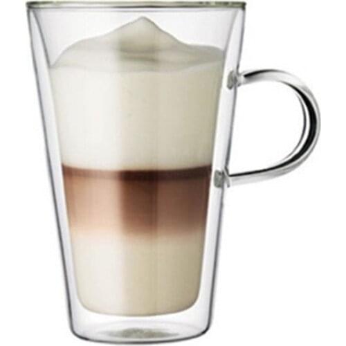 Double insulation transparent glass coffee cup with the glass office household cup milk cup 400 ml