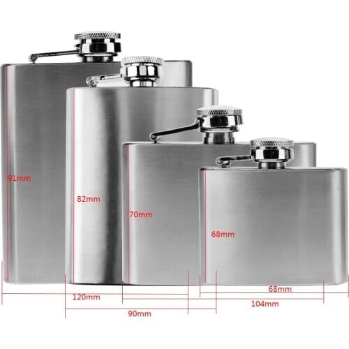 2oz 4oz 7oz Portable Stainless Steel Hip Flask Flagon Whiskey Wine Vodka Pot Bottle + Funnel Travel Tour Classic Drinkware