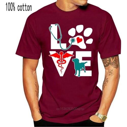 Tee Shirt Love Veterinary Medicine Cute Letters Gift T Shirts Topic Grey Homme Uniform Fitness 100% Cotton