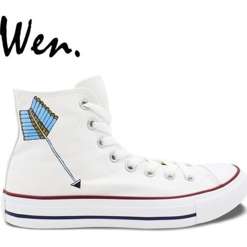 Wen Design Custom Hand Painted Shoes Tribal Arrow Men Womens White High Top Canvas Sneakers for Birthday Christmas Gifts