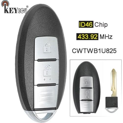 KEYECU 433.92MHz ID46 Chip FCC ID: CWTWB1U825 TWB1G662 Smart Remote Car Key Fob 2 Button for Nissan Micra Juke Note Leaf Cube
