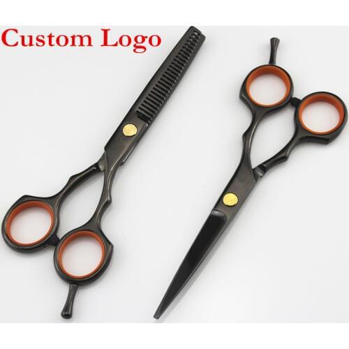 Custom classic symmetry 440c 5.5 inch black hair scissor thinning barber tools cutting shears makas hairdressing scissors set