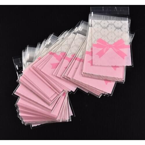 Mini flower lace self-adhesive plastic Souvenir Valve bags for biscuits snack 100pcs/lot
