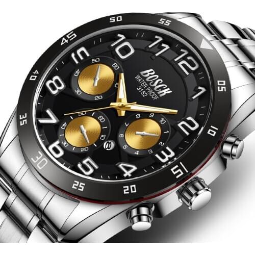 2020 Fashion Mens Quartz Watch Steel Silver Belt Wristwatch Luxury Luminous Calendar Business Watch Herren Uhren Gifts for Men