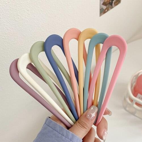 Fashion Candy Color Hair Sticks for Women Shell Hair Clip Pins Minimalist U Shape Girls Hairpins Hair Bun Maker Headwear