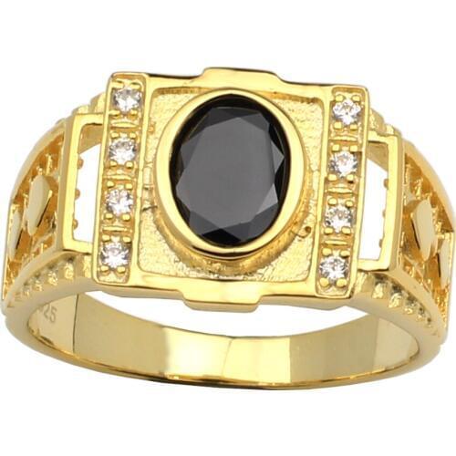 Mens Gold Color Solid 925 Sterling Silver Ring Multiple Sizes Jewelry Gift for Father R127