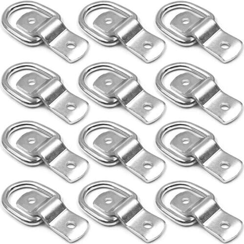 NEW-12 Pack D-Ring Tie Downs, 1/4 Inch D-Rings Anchor Lashing Ring For Loads On Trailers Trucks Rv Campers Vans Atv Suv Boats He