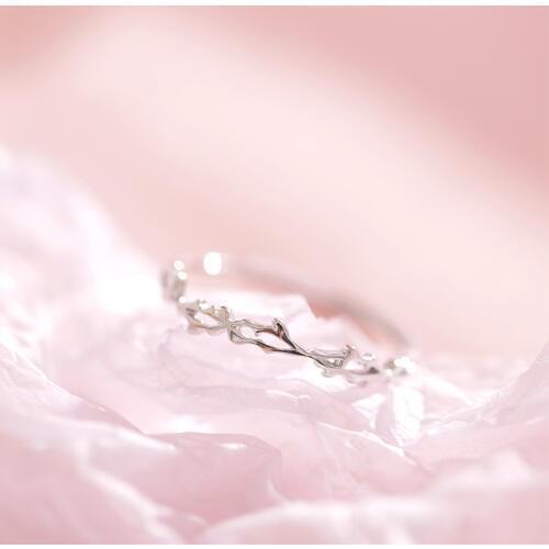 OBEAR New Arrival Twist Leaf Fashion Jewelry Siver Plated Simple Hollow Branch Exquisite Women Opening Rings