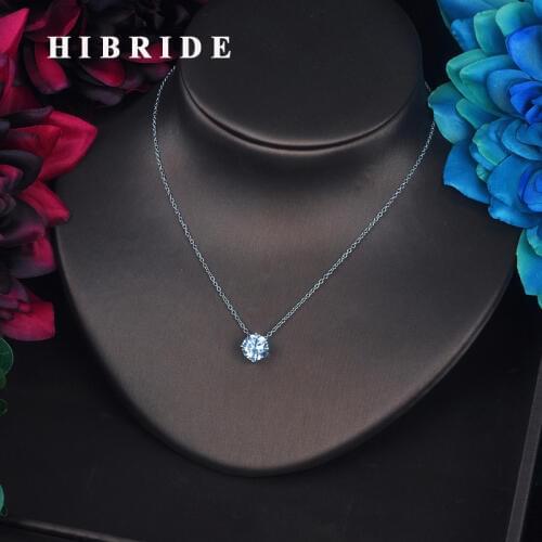 HIBRIDE 2020 Fashion Popular Silver Color Necklace Cubic Zirconia Pendant Vintage Jewelry for Women Accessories GLD0526