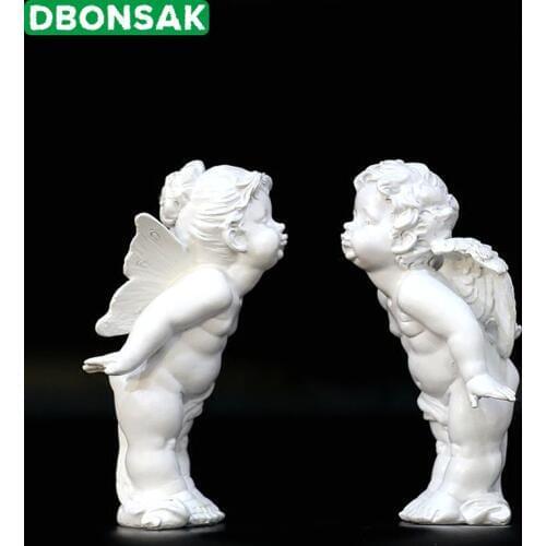 A Pair Kiss Angel Ornaments Resin Angel Sculpture Cupid Angel Statue Wedding Photography Props Living Room Bedroom Decorations