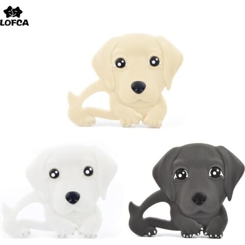 LOFCA Silicone Teether Labrador Baby Teething Toy Baby BPA Free Food Grade Silicone Teether Dog Pendant infant Chew Teething Toy