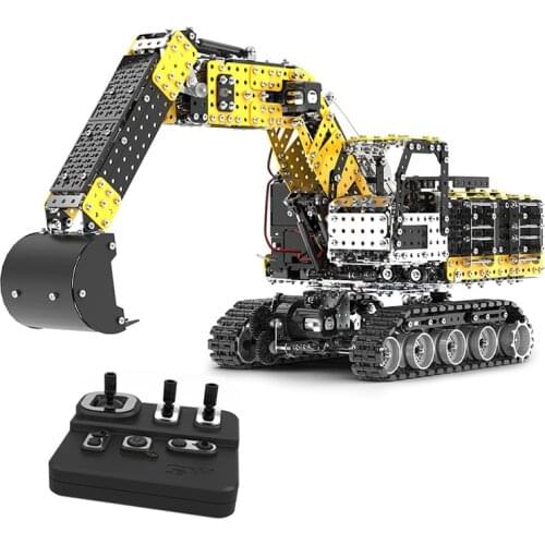 DIY Assembly Remote Control Excavator RC Excavator 2.4G Remote 12 Channel Building Block Toy Birthday Gift for Kids