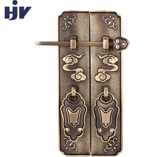 Antique Bronze Cabinet Handles Chinese Style Vintage Lock Catch Furniture Door Handle Drawer Door Knobs Pulls Furniture Hardware