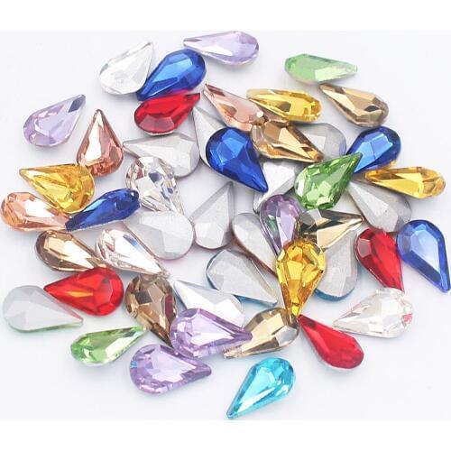 30pcs Drop Shape Glitter Stones Crafts Strass Shiny Piontback Stones And Crystals Beads Glue On Rhinestones For Clothes Gems