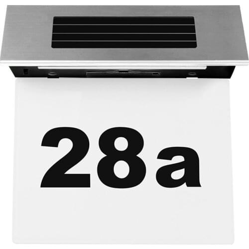 Solar Powered House Number Door Lights ABEDOE Stainless Steel LED Doorplate Lamp Wall Number Letters Sign Lighting
