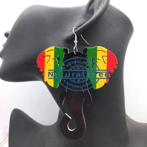 Few stock!! printing elephant wooden earrings