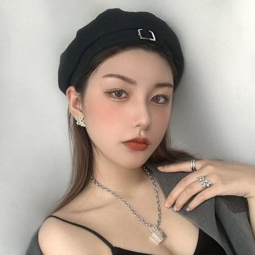 Vintage Berets Womens Summer Thin Black Octagonal Cap British Retro Casual Art Painters Hat