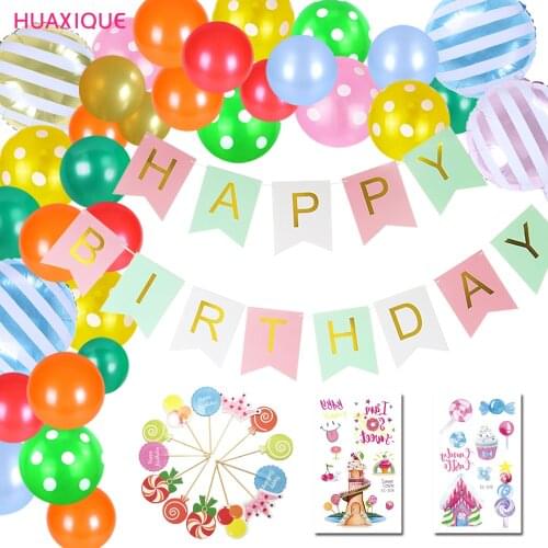 Donut Ice Cream Theme Aluminum Foil Dessert Candy Balloon Kid Happy Birthday Party Decoration Holiday Supplies Kids Favorite Toy