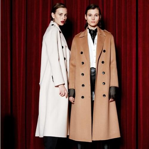 High End Double-sided Cashmere Overcoat Womens Middle and Long 2021 New British Style White 100% Wool Jacket