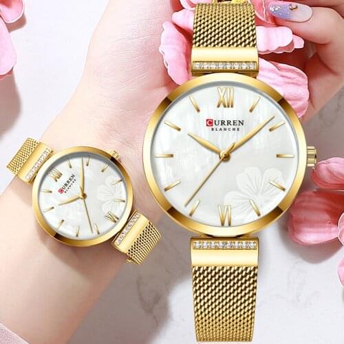 Curren Relogio Feminino Gold Woman Watches 2019 Famous Brand Diamond Women Wrist Watch Stainless Steel Female Golden Watches