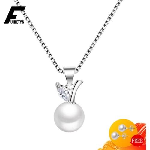 Trendy Pearl Necklace 925 Silver Jewelry with Zircon Gemstone Pendant for Women Wedding Engagement Party Accessories Wholesale