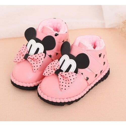 Insole 13-15cm New Girls Cartoon Warm Short Boots Toddle Shoes Winter Princess Shoes