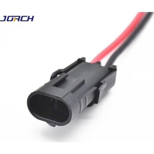 1pcs Delphi 2 Way Black Weather Pack Shroud Sealed Aptiv Male Connector 12010973 for GM with UL1015 14AWG 15cm wire harness