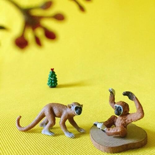 1Pcs/monkeys animals/miniatures/lovely cute/fairy garden gnome/moss terrarium decor/crafts/figurine/statue/diy supplies