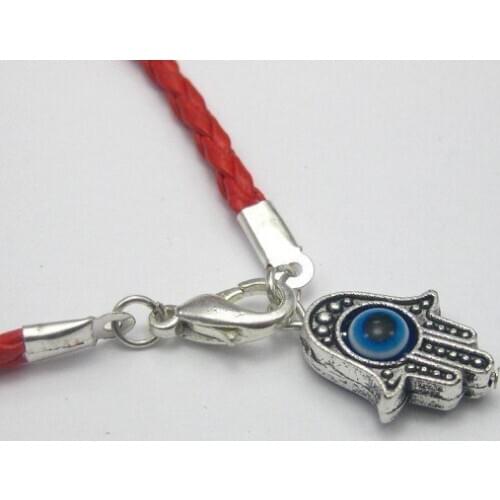 20 Red Braided String Kabbalah Hand Charms Bracelets