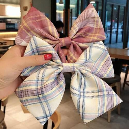 20 pieces/lot) Girls Plaid Bow Hairpin 11 Colors Ponytail Holder For Women Cute Big Size All-match Hair Bows Hair Accessories
