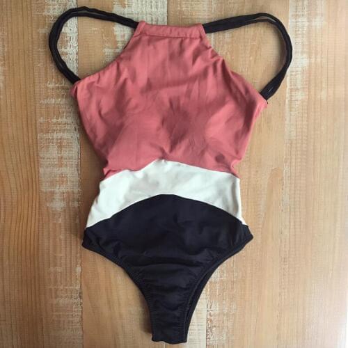 2019 Sexy Womens One-piece Striped Halter Swimsuit Swimwear Monokini Bikini Stretch Bodycon Beachwear Bathing Suit