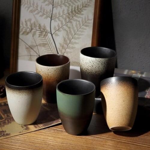 320MLRetro Frosted Mugs Japanese Ceramic Coffee Cups Couples Cool Water Cups Large Hand Cups Household Cups and Cups