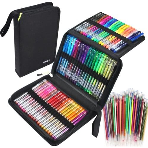 60pcs Gel Pens and 60pcs Refills Set for Coloring Books Artist Colored Gel Marker Pens Set for Drawing Writing EM88