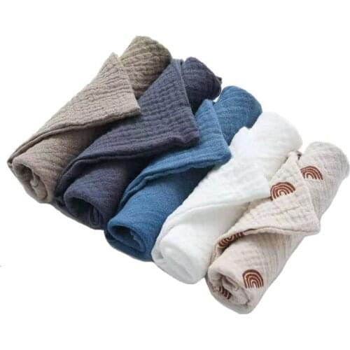 67JC 5 Pcs Baby Cotton Square Towel Infant Hand Face Washcloth Handkerchief Muslin Cloth Feeding Bib Burp Cloth Saliva Towel for
